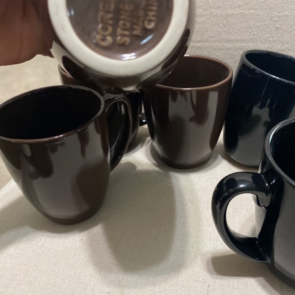 Corelle stoneware coffee cups 6 but bundle of 8 brown and black - Picture 8 of 11